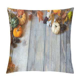 Personality  Autum Background With Leaves, Pumpkins, And Grourds. Pillow Covers
