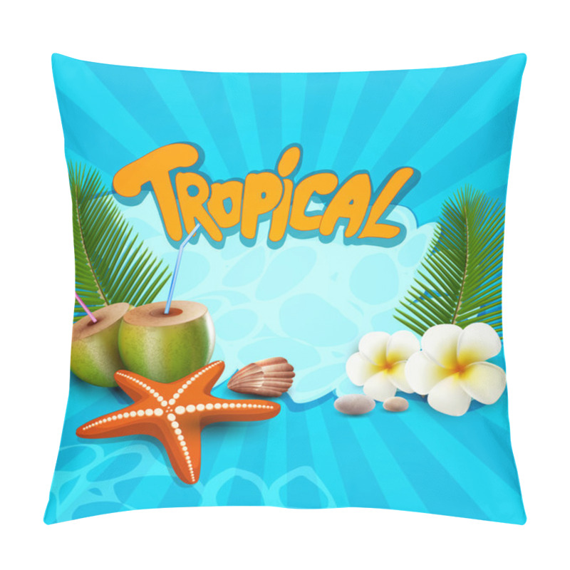 Personality  Vector tropical banner with seashells, starfish pillow covers