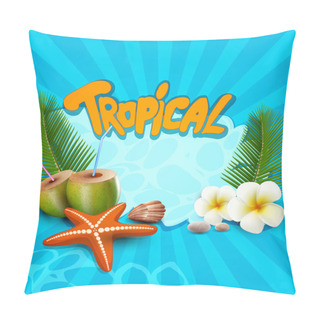 Personality  Vector Tropical Banner With Seashells, Starfish Pillow Covers