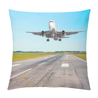 Personality  Airplane Aircraft Flying Departure After Flight, Landing On A Runway In The Good Weather Clear Sky Day Pillow Covers
