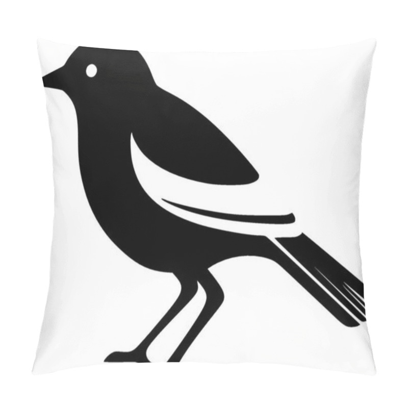 Personality  Birds - Black And White Vector Illustration Pillow Covers