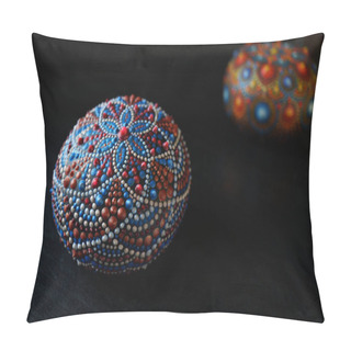 Personality  Beautiful Hand Painted Mandala On Black Background Pillow Covers