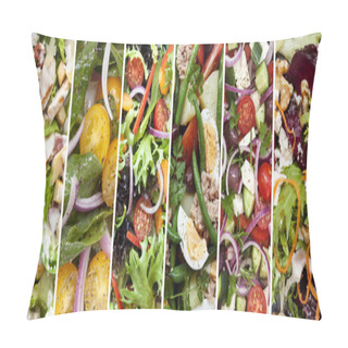 Personality  Collage Of Healthy Salads Pillow Covers