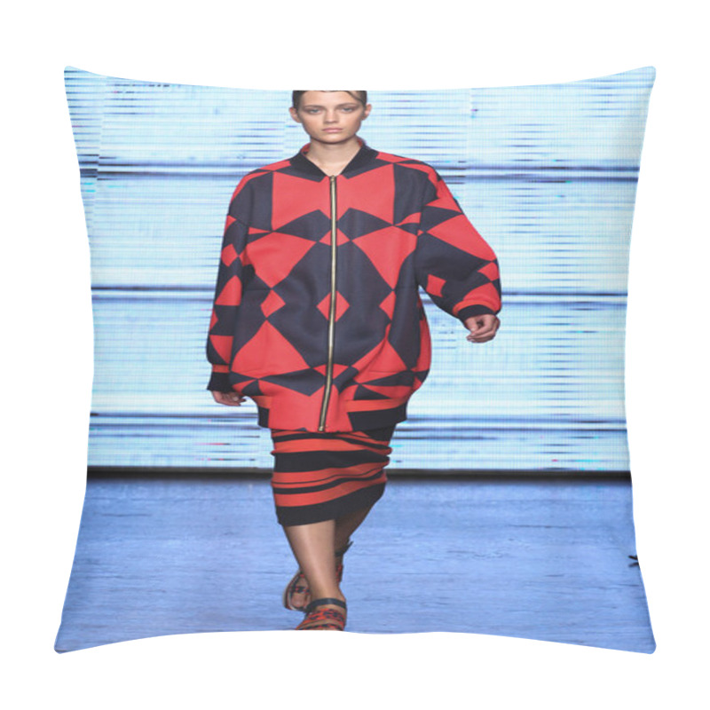 Personality  Esther Heesch walks the runway at DKNY pillow covers