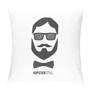 Personality  Hipster Fashion Man Hair And Beards. Hipster Style Concept. Vector Illustration.  Pillow Covers
