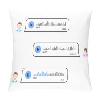Personality  Two Users Conversate Using Voice Messages. Audio Message Communication Pillow Covers