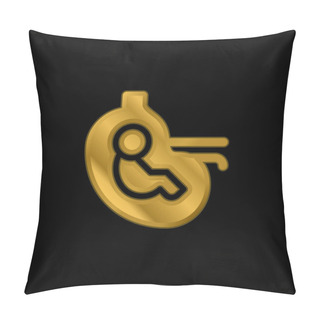 Personality  Baby Gold Plated Metalic Icon Or Logo Vector Pillow Covers