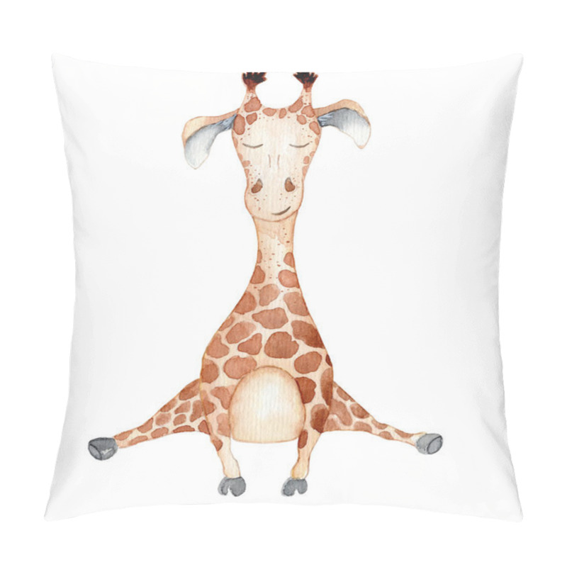 Personality  Cute Giraffe Cartoon Watercolor Illustration Animal Pillow Covers