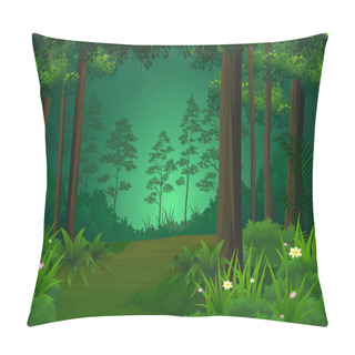 Personality  Lush Dense Green Tropical Forest Nature Landscape Background Pillow Covers