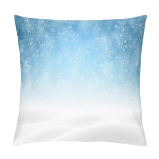 Personality  Blue Shiny Blurred Poster With Winter Landscape And Snow For Seasonal, Christmas And New Year Decoration, Vector Illustration Pillow Covers