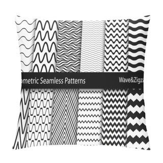 Personality  Collection Of Geometric Seamless Patterns. Wave, Zigzag Texture. Pillow Covers