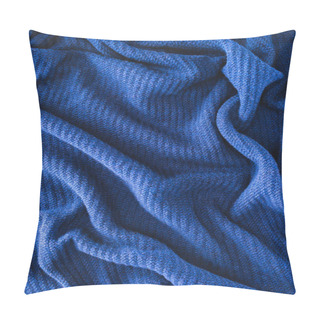 Personality  Full Frame Of Blue Folded Woolen Fabric As Background Pillow Covers