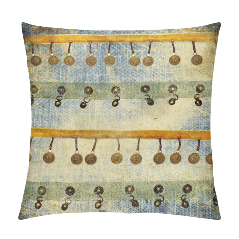 Personality  Retro Denim Background With Beads Decor Pillow Covers