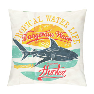 Personality  Vector Shark And Surf Print Pillow Covers