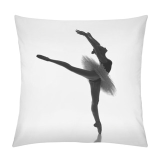 Personality  Ballerina In Ballet Tutu And Pointe Shoes Dancing. Ballerina Silhouette. Pillow Covers