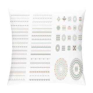 Personality  Ethnic Set Of Pattern Brushes Plus Decor Elements. Isolated Pillow Covers