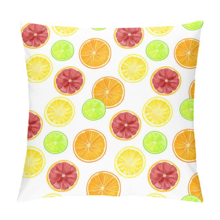 Personality  Seamless Pattern With Citrus Fruits With Orange, Grapefruit, Lemon And Lime On A White Background. Pillow Covers
