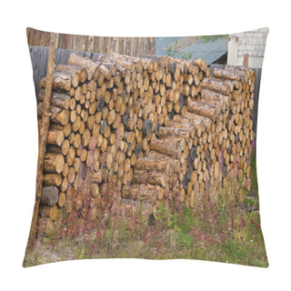 Personality  Stacked Of Firewood Laying Pillow Covers