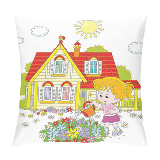 Personality  Girl Watering Flowers Pillow Covers