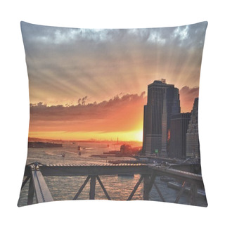 Personality  Sunset In New York. Pillow Covers