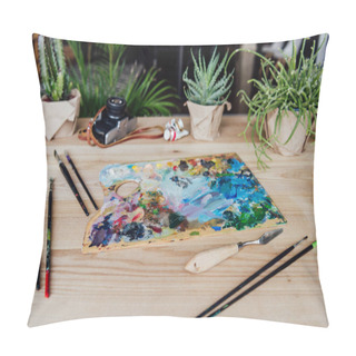 Personality  Creative Workplace With Art Supplies Pillow Covers
