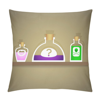Personality  Vector Illustration Of Bottles With Various Liquids. Pillow Covers