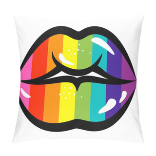 Personality  Love Is Love - LGBT Pride Slogan Against Homosexual Discrimination Quote. Pop Art Lips And Tongue Illustration In Rainbow Color. Good For Posters, Textiles, Gifts, Pride Sets. Pillow Covers