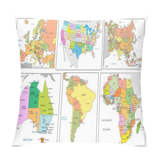Personality  Political Map Of Continents Pillow Covers