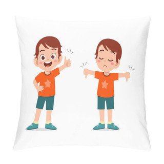 Personality  Little Boy Show Hand Gesture Thumb Up And Thumb Down Pillow Covers