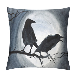 Personality  Two Black Crows On A Branch Pillow Covers
