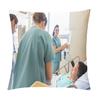 Personality  Medical Team Examining Patient In Hospital Pillow Covers