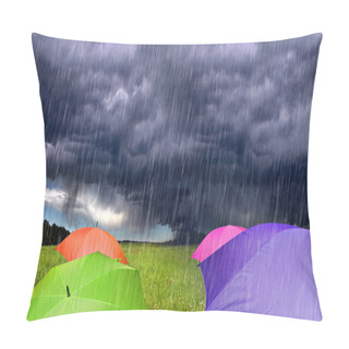 Personality  Color Umbrellas In Rainy Storm Clouds Pillow Covers