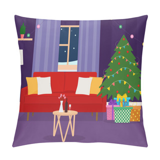 Personality  Christmas Room Interior. Christmas Tree, Gift And Decoration Pillow Covers