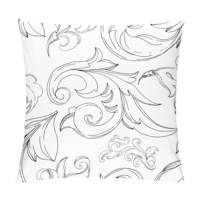 Personality  Vector Baroque monogram floral ornament. Black and white engraved ink art. Seamless background pattern. pillow covers