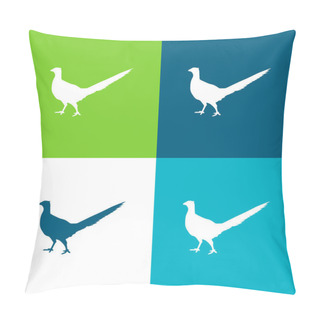 Personality  Bird Peasant Animal Shape Flat Four Color Minimal Icon Set Pillow Covers