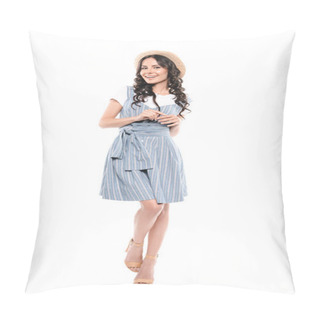 Personality  Beautiful Woman In Straw Hat   Pillow Covers