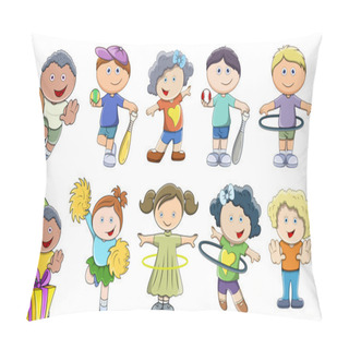 Personality  Children Playing - Vector Illustrations Pillow Covers