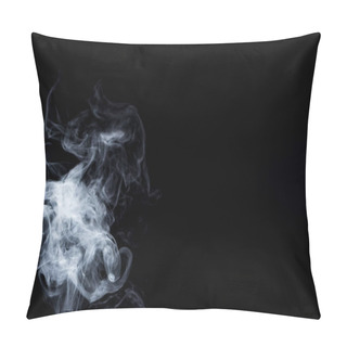 Personality  Creative Background With Grey Smoky Swirl On Black With Copy Space Pillow Covers