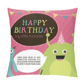 Personality  Monster Birthday Party Invitation Card Pillow Covers