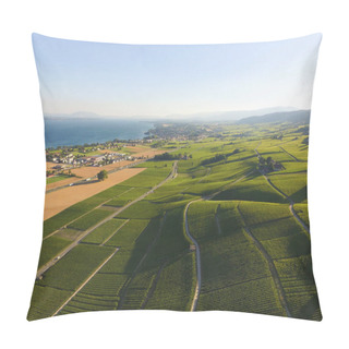 Personality  Aerial Of Vineyard Fields Between Lausanne And Geneva In Switzerland Pillow Covers