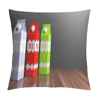 Personality  Milk Carton Boxes. 3d Illustration Pillow Covers