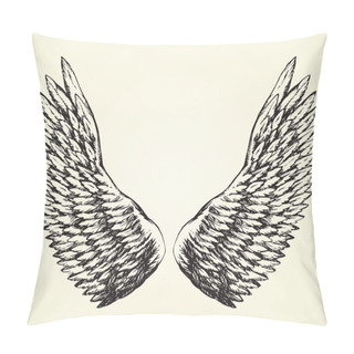Personality  Outstretched Wings. Vector Drawing Pillow Covers