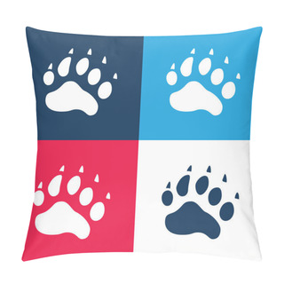Personality  Bear Pawprint Blue And Red Four Color Minimal Icon Set Pillow Covers