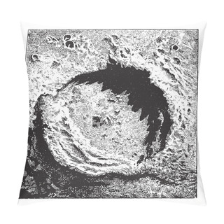 Personality  Surface Of The Moon, Copernicus Impact Crater, Vintage Engraving Pillow Covers