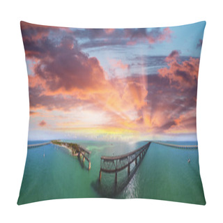 Personality  Aerial View Of Bahia Honda State Park With Old Bridge Pillow Covers