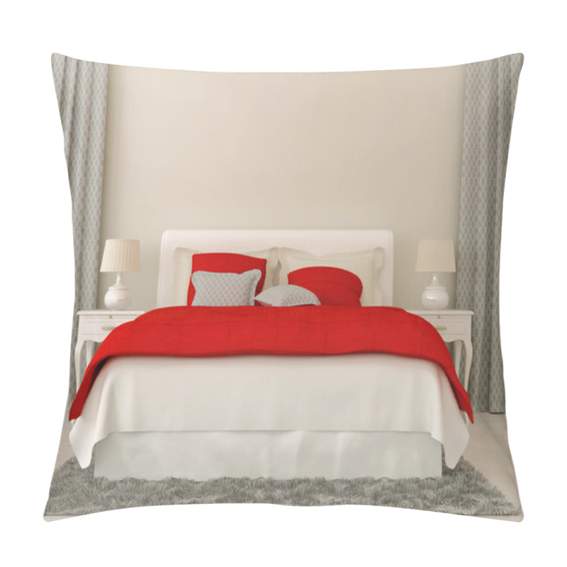 Personality  Bedroom with red and grey decorations pillow covers
