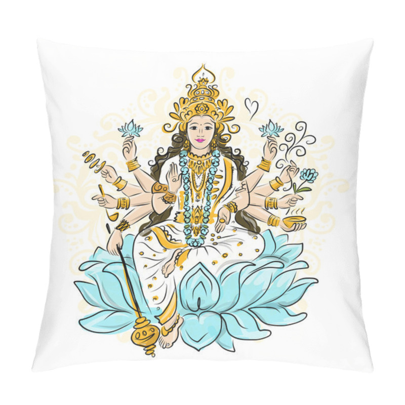 Personality  Indian Goddess Shakti, Sketch For Your Design Pillow Covers