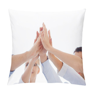 Personality  Happy Business Team Giving High Five In Office Pillow Covers