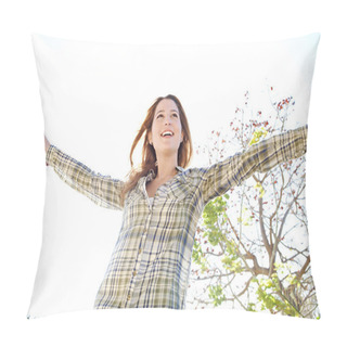 Personality  Woman Being Playful With Her Arms Outstretched Pillow Covers