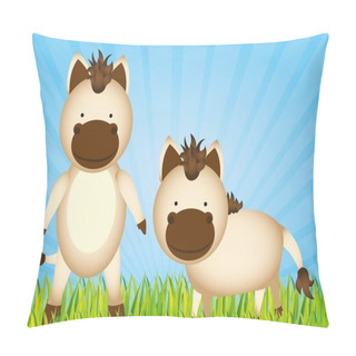 Personality  Cute Cartoon Horses Pillow Covers